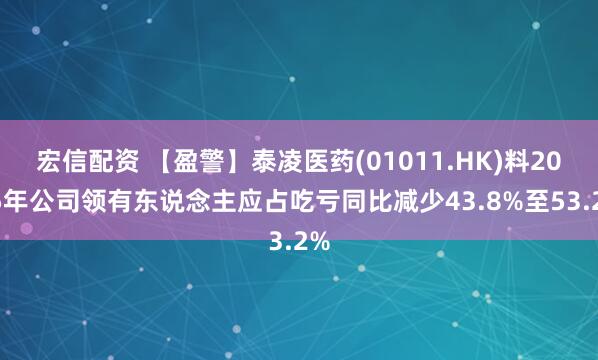 宏信配资 【盈警】泰凌医药(01011.HK)料2025年公司领有东说念主应占吃亏同比减少43.8%至53.2%