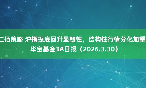 仁佰策略 沪指探底回升显韧性,结构性行情分化加重 | 华宝基金3A日报(2026.3.30)